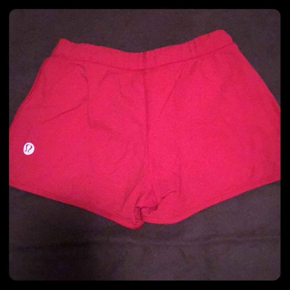 Red Lululemon shorts